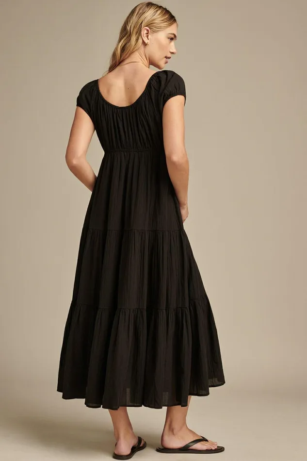 Lucky Brand Dresses Button Front Tiered Midi Dress Meteorite 8211 Women