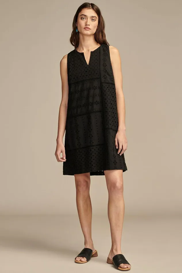 Lucky Brand Dresses Eyelet Mix Shift Mini Dress Meteorite 8211 Women