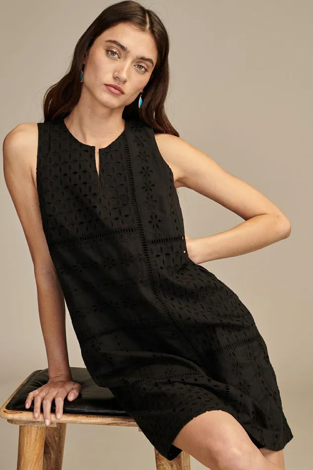 Lucky Brand Dresses Eyelet Mix Shift Mini Dress Meteorite 8211 Women