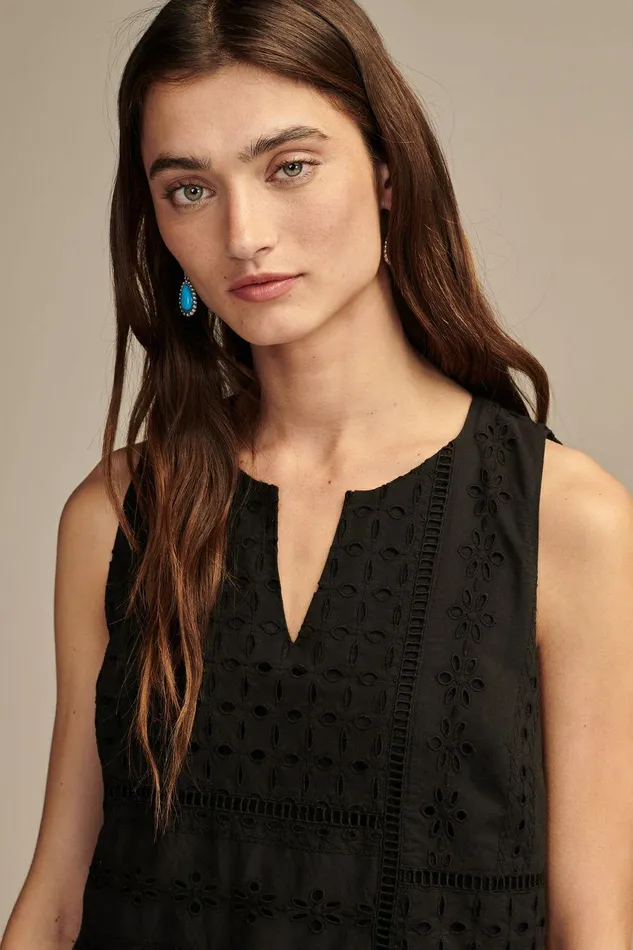 Lucky Brand Dresses Eyelet Mix Shift Mini Dress Meteorite 8211 Women