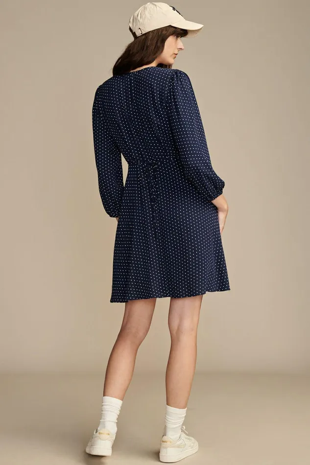 Lucky Brand Dresses Long Sleeve Dot Wrap Mini Dress Navy Dot 8211 Women