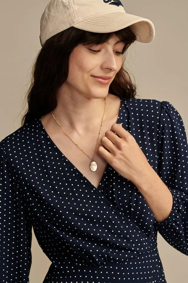 Lucky Brand Dresses Long Sleeve Dot Wrap Mini Dress Navy Dot 8211 Women