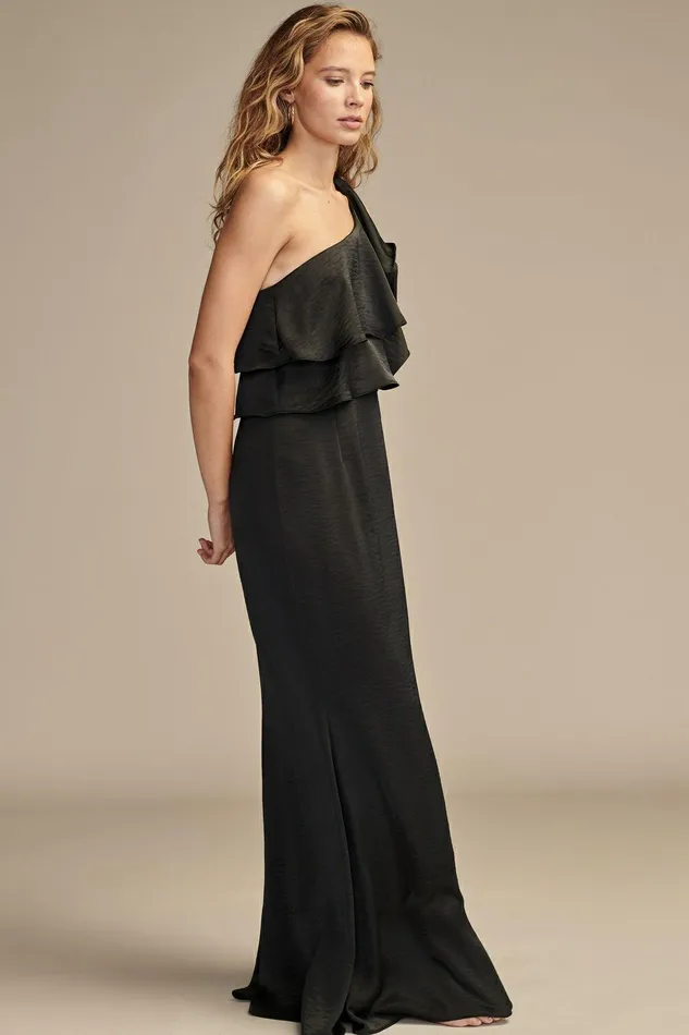 Lucky Brand Dresses One Shoulder Ruffle Dress Jet Black 8211 Women Lucky Brand Dresses One Shoulder Ruffle Dress Jet Black 8211 Women