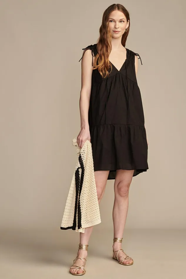 Lucky Brand Dresses Poplin Shoulder Cinched Mini Dress Meteorite 8211 Women