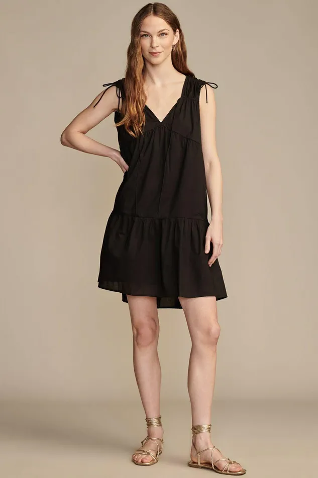 Lucky Brand Dresses Poplin Shoulder Cinched Mini Dress Meteorite 8211 Women