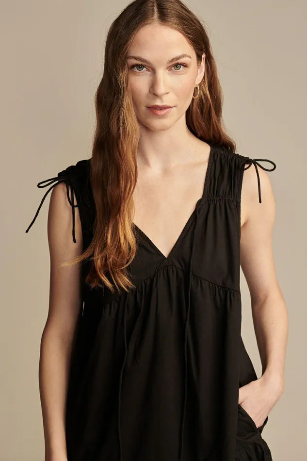 Lucky Brand Dresses Poplin Shoulder Cinched Mini Dress Meteorite 8211 Women