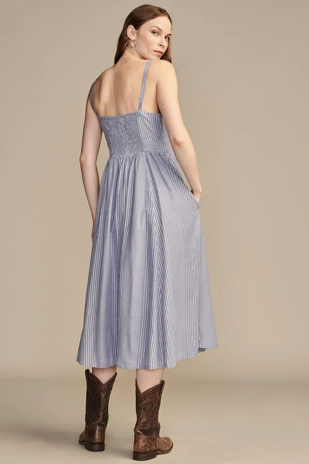 Lucky Brand Dresses Seamed Bodice Maxi Dress Blue Stripe 8211 Women