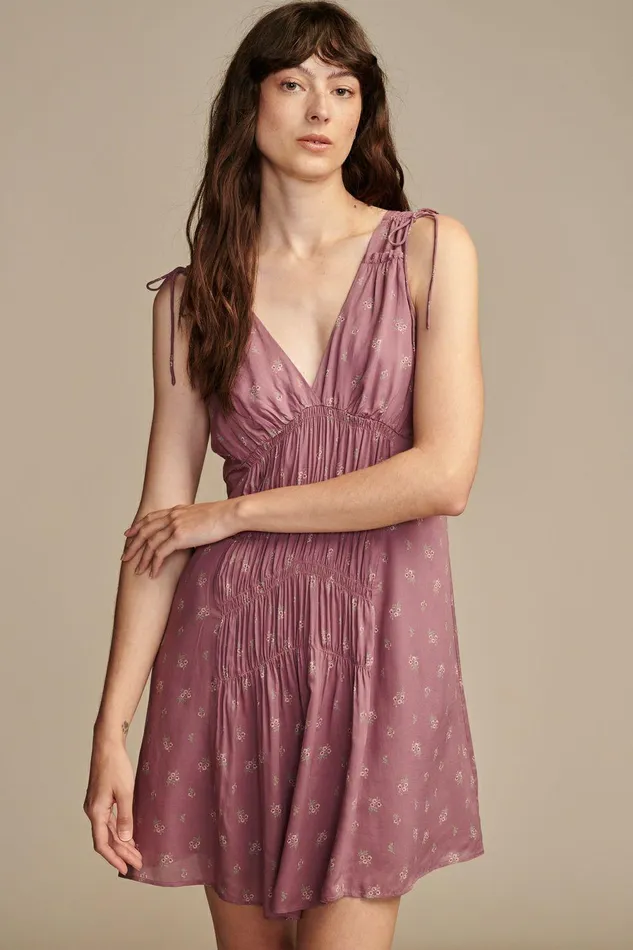 Lucky Brand Dresses Smocked V Dress Berry Multi 8211 Women