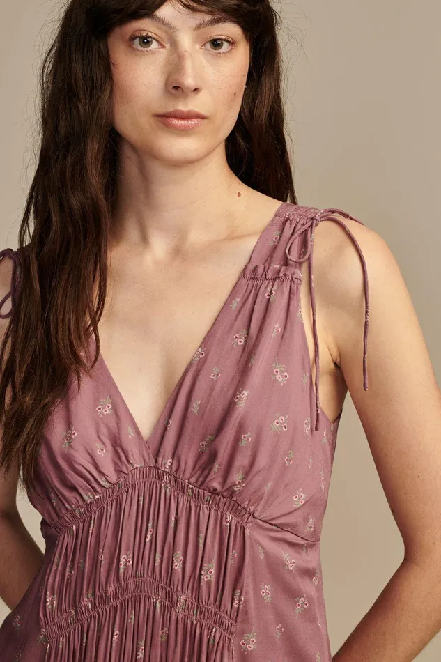 Lucky Brand Dresses Smocked V Dress Berry Multi 8211 Women