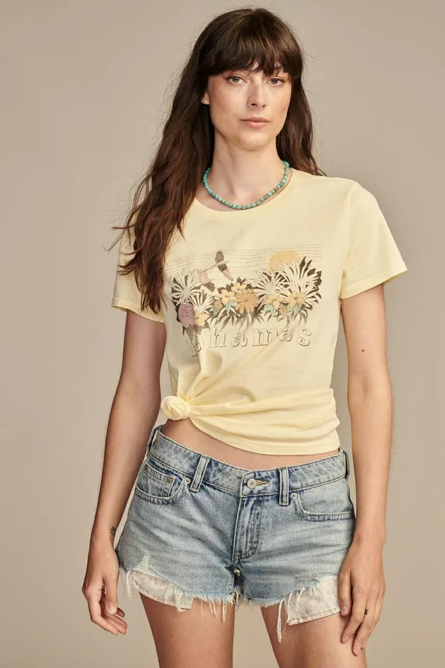 Lucky Brand Graphic Tees Bahamas Parrots French Vanilla 8211 Women