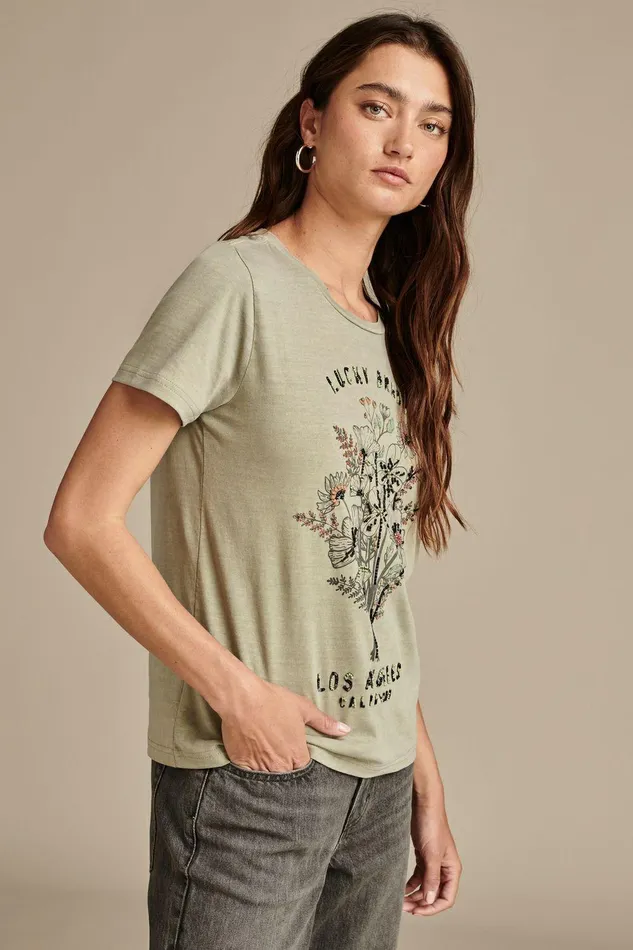 Lucky Brand Graphic Tees Embellished Floral Sea Grass 8211 Women