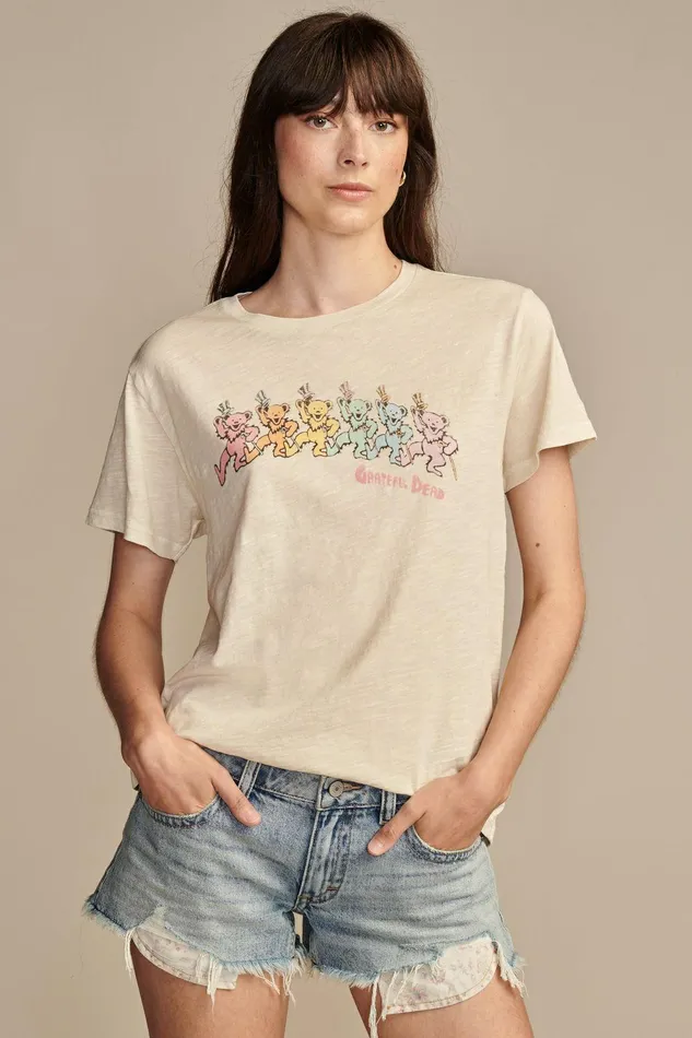 Lucky Brand Graphic Tees Grateful Dead Dancing Bears Boyfriend Tee Bone White 8211 Women Lucky Brand Graphic Tees Grateful Dead Dancing Bears Boyfriend Tee Bone White 8211 Women