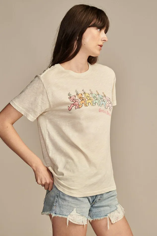 Lucky Brand Graphic Tees Grateful Dead Dancing Bears Boyfriend Tee Bone White 8211 Women