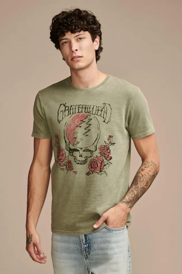 Lucky Brand Graphic Tees Grateful Dead Rose Oil Green 8211 Men