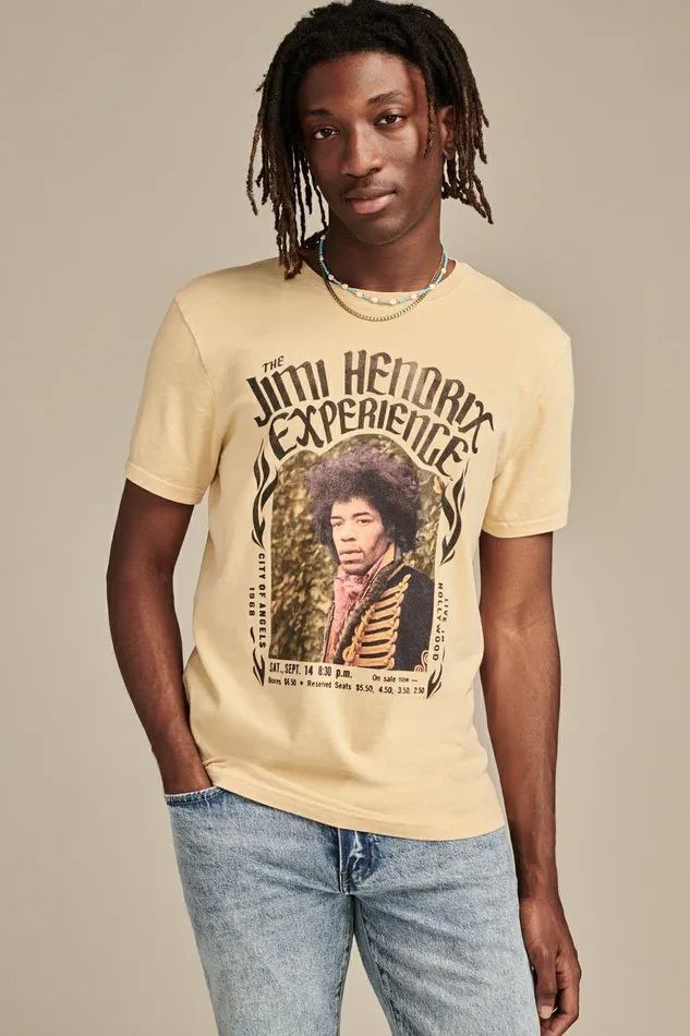 Lucky Brand Graphic Tees Jimi Hendrix Photo Pebble 8211 Men