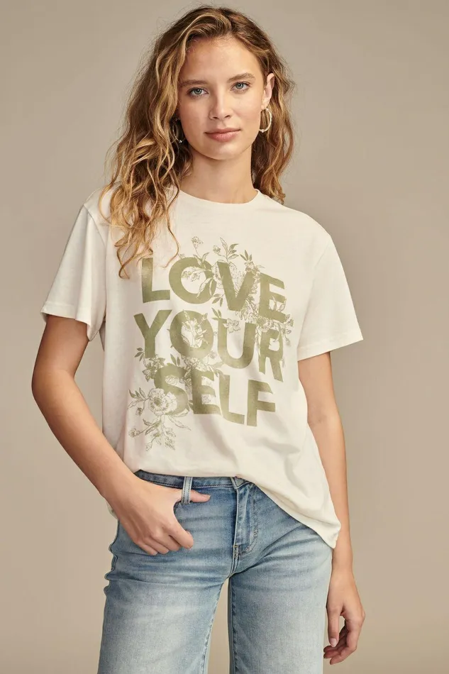 Lucky Brand Graphic Tees Love Yourself Classic Crew Lilly White 8211 Women