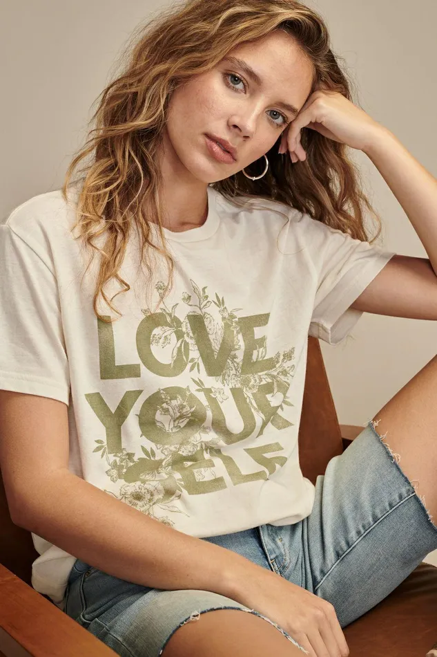 Lucky Brand Graphic Tees Love Yourself Classic Crew Lilly White 8211 Women