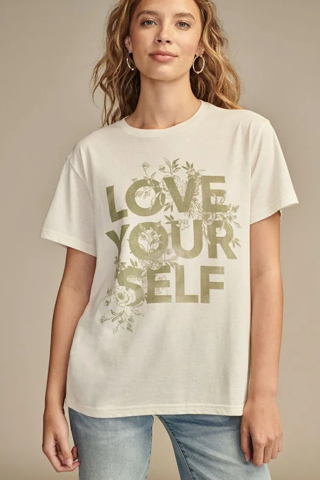 Lucky Brand Graphic Tees Love Yourself Classic Crew Lilly White 8211 Women