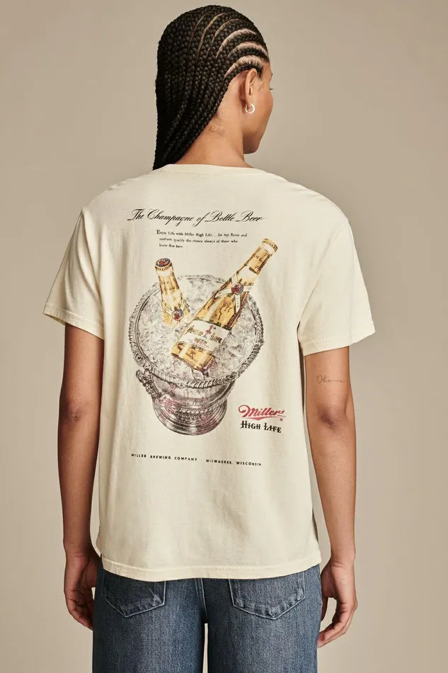 Lucky Brand Graphic Tees Miller Champagne Of Beer Silver Birch 8211 Women