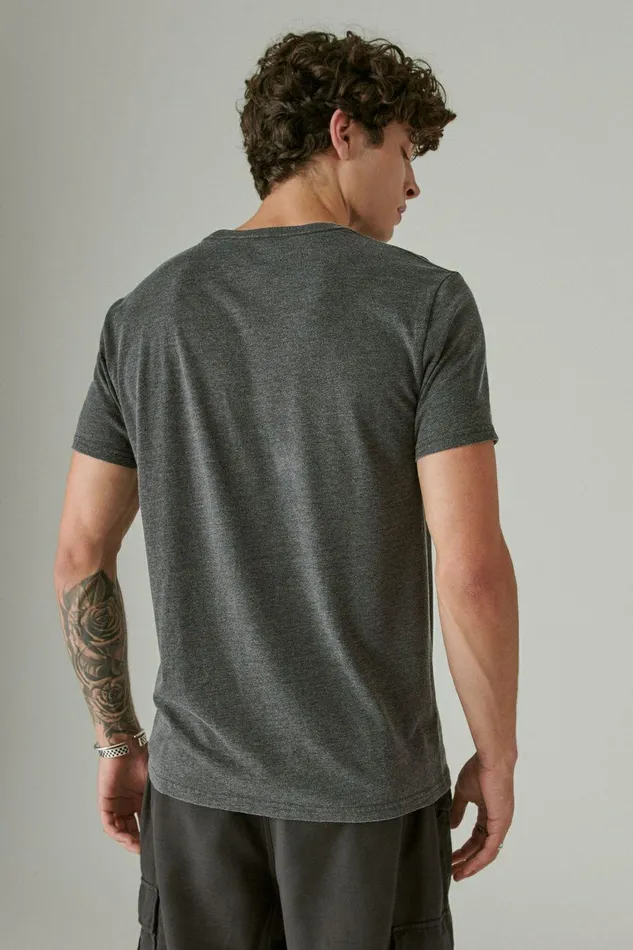 Lucky Brand Graphic Tees Rolling Stones Vintage Washed Tour Tee Jet Black 8211 Men