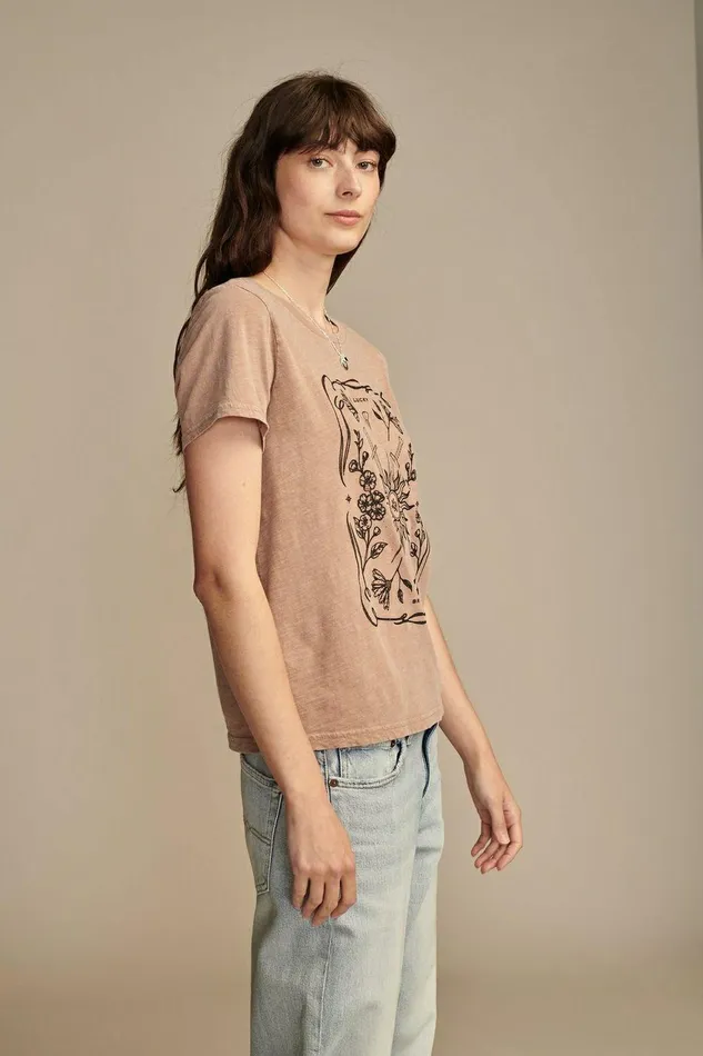Lucky Brand Graphic Tees Sun Swords Poster Classic Crew Beaver Fur 8211 Women