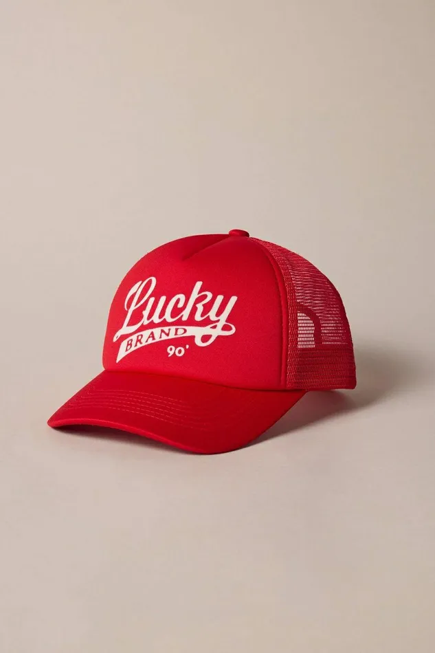 Lucky Brand Hats Lucky Print Trucker Hat 636 Red 8211 WomenMen