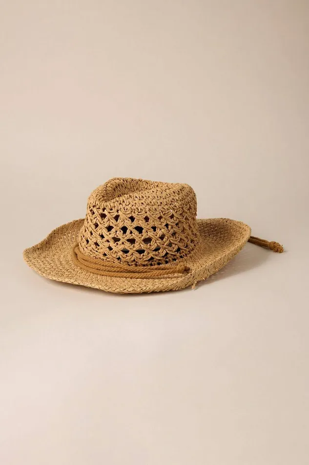 Lucky Brand Hats Woven Cowboy Hat With Strap Buff 8211 Women