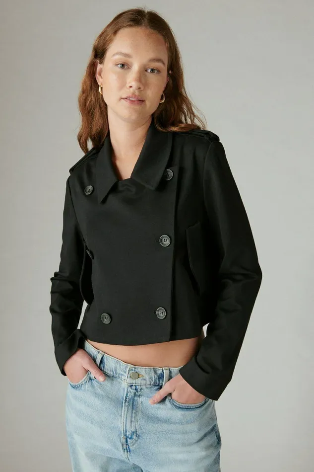 Lucky Brand Jackets and Outerwear Cropped Ponte Blazer Deep Black 8211 Women