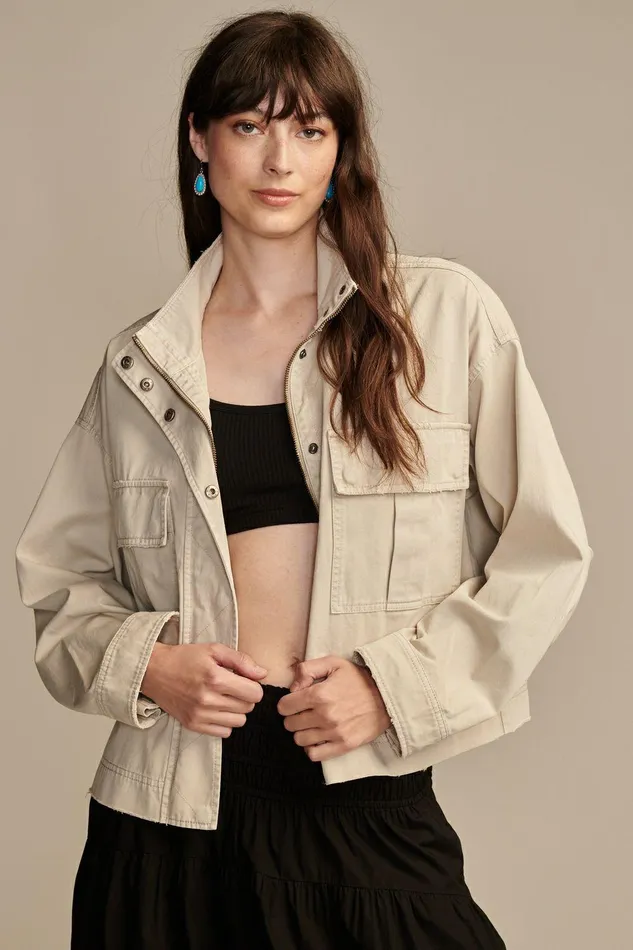 Lucky Brand Jackets and Outerwear Cropped Utility Jacket Tofu 8211 Women