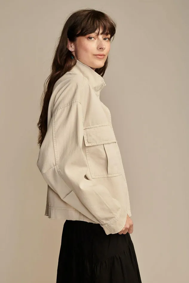 Lucky Brand Jackets and Outerwear Cropped Utility Jacket Tofu 8211 Women