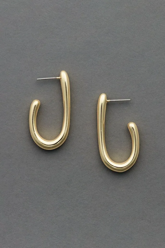 Lucky Brand Jewelry High Shine Oblong Hoop Gold 8211 Women