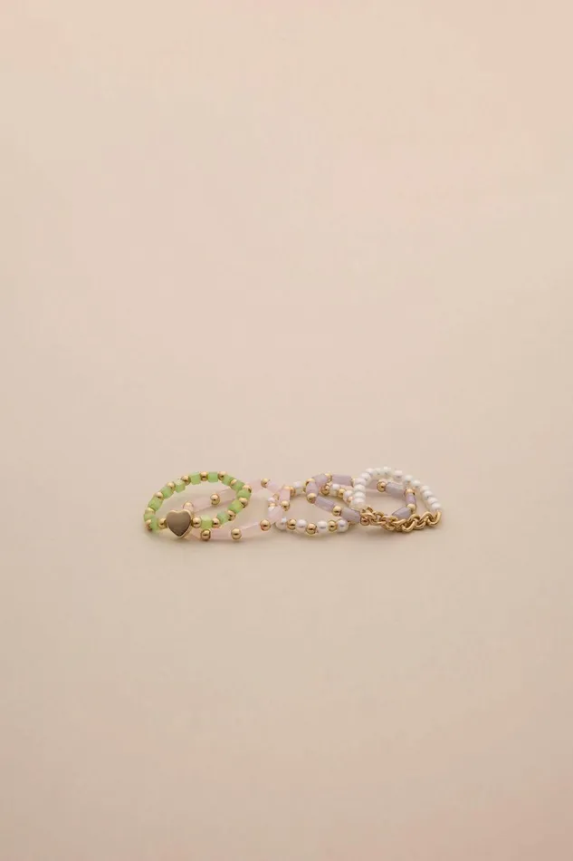 Lucky Brand Jewelry Pearl And Beaded Ring Stack Gold 8211 Women