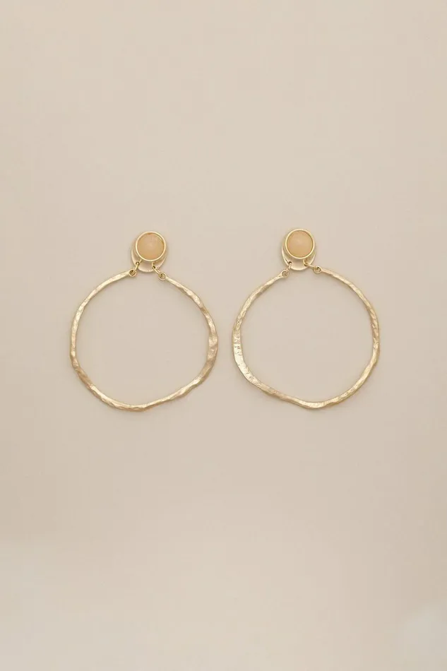Lucky Brand Jewelry Stone Hammered Hoop Gold 8211 Women