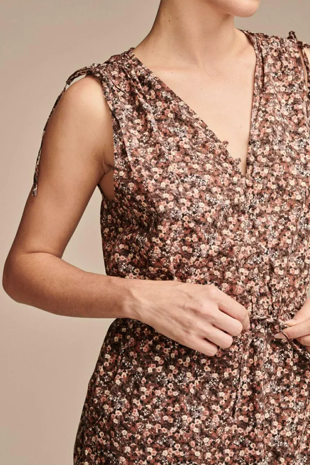 Lucky Brand Jumpsuits and Overalls Cinched Floral Romper Peach Whip Multi 8211 Women