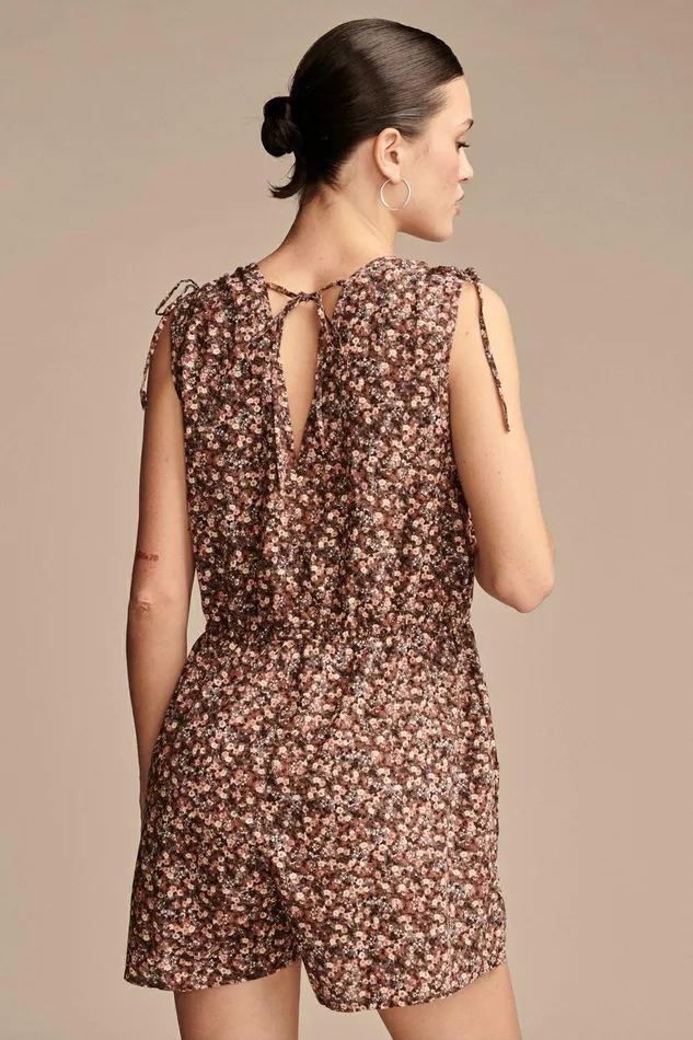 Lucky Brand Jumpsuits and Overalls Cinched Floral Romper Peach Whip Multi 8211 Women