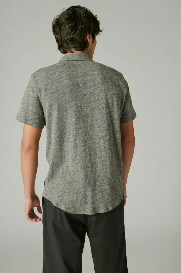 Lucky Brand Shirts and Tops Linen Short Sleeve Button Up Shirt Heather Grey 8211 Men