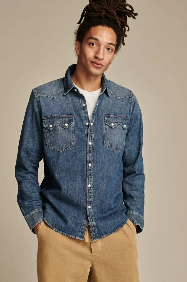 Lucky Brand Shirts and Tops Sawtooth Denim Western Shirt Anchor 8211 Men