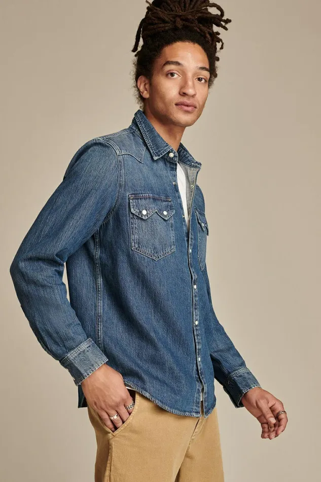 Lucky Brand Shirts and Tops Sawtooth Denim Western Shirt Anchor 8211 Men