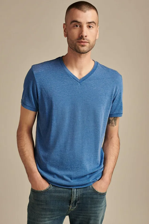 Lucky Brand Shirts and Tops Venice Burnout V Neck Tee Monaco Blue 8211 Men