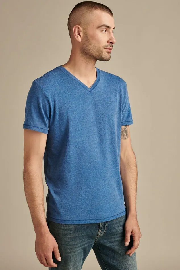 Lucky Brand Shirts and Tops Venice Burnout V Neck Tee Monaco Blue 8211 Men