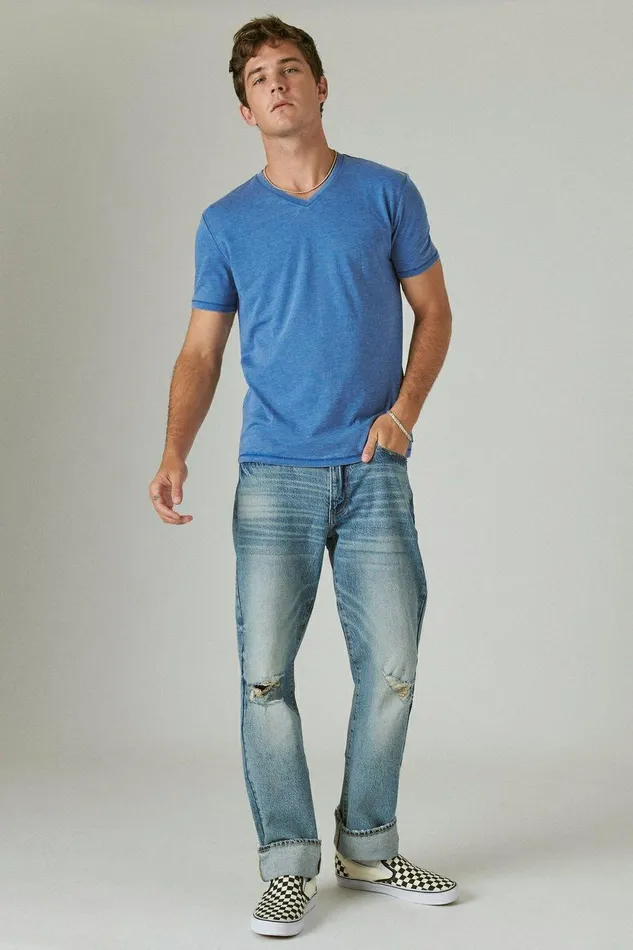 Lucky Brand Shirts and Tops Venice Burnout VeeNeck Tee Monaco Blue 8211 Men
