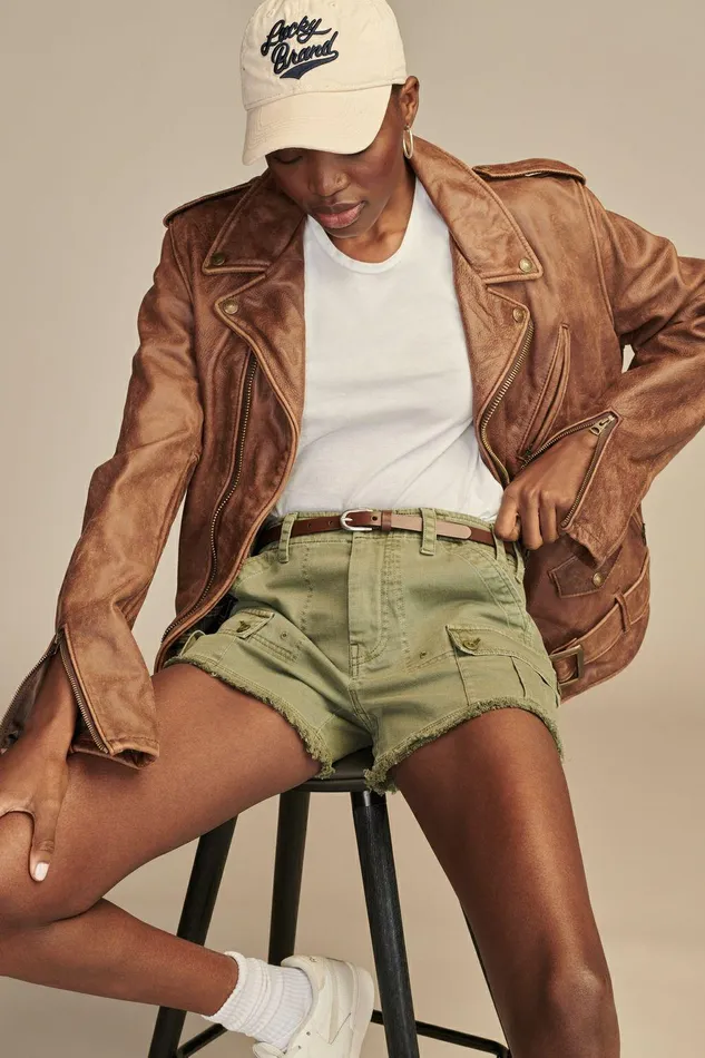 Lucky Brand Shorts Raw Hem Utility Short Four Leaf Clover 8211 Women