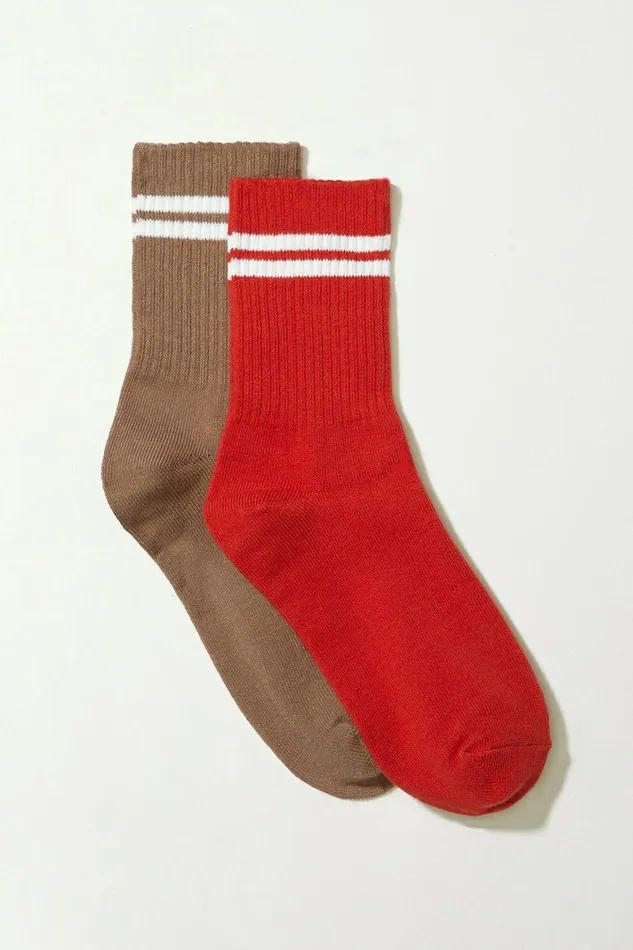 Lucky Brand Socks Lucky Varsity Solid Crew Sock 2 Pk Tandori Spice 8211 Women