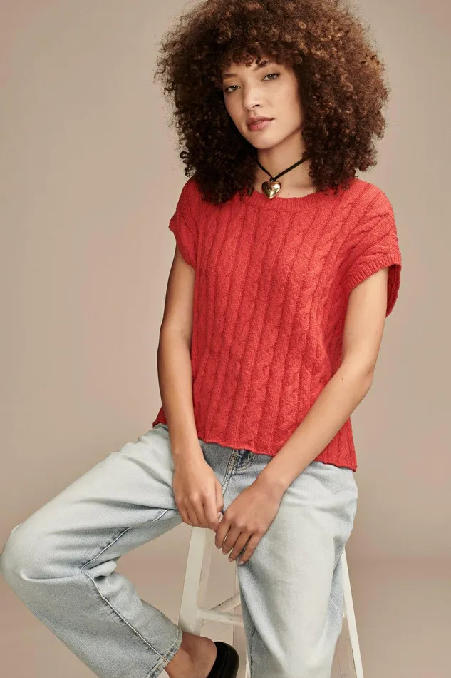 Lucky Brand Sweaters and Sweatshirts Baby Cable Crew Sweater Bittersweet 8211 Women