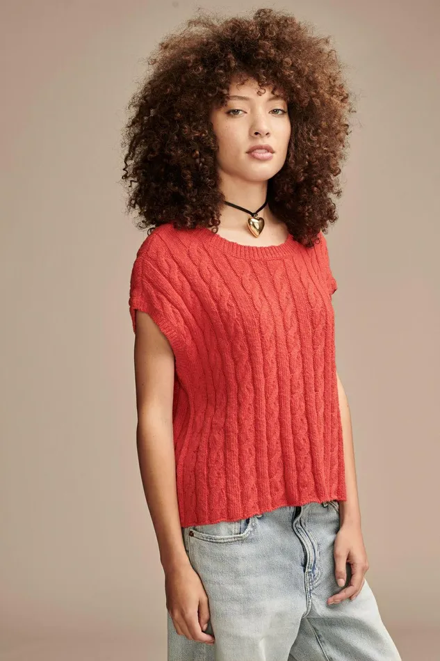 Lucky Brand Sweaters and Sweatshirts Baby Cable Crew Sweater Bittersweet 8211 Women