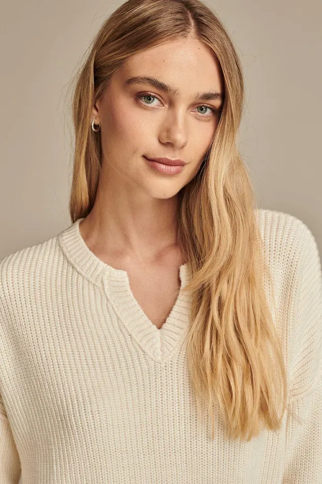 Lucky Brand Sweaters and Sweatshirts Notch Neck Pullover Tofu 8211 Women