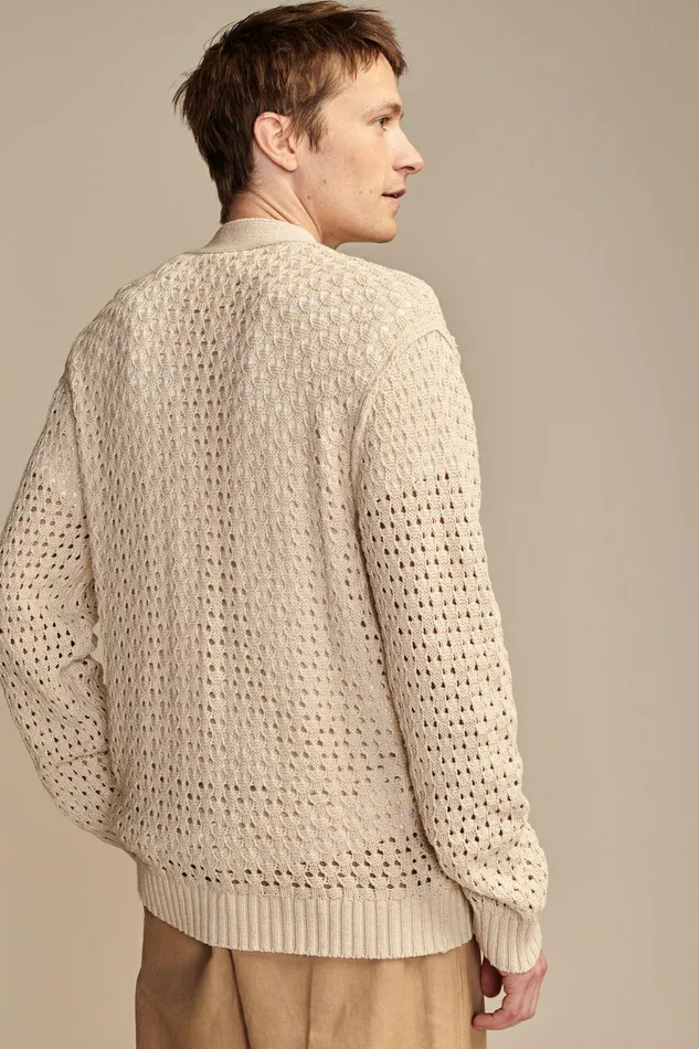 Lucky Brand Sweaters Crochet Cardigan Straw Heather 8211 Men