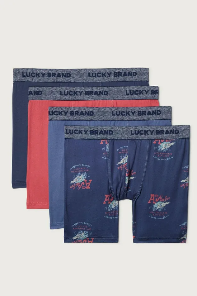 Lucky Brand Underwear and Sleepwear 4pk Essential Soft Boxer Brief Multi 8211 Men