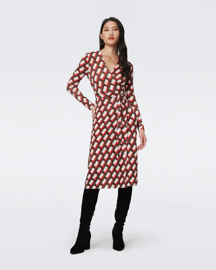 Luella Wool Wrap Dress Blocks Red Women DVF Dresses