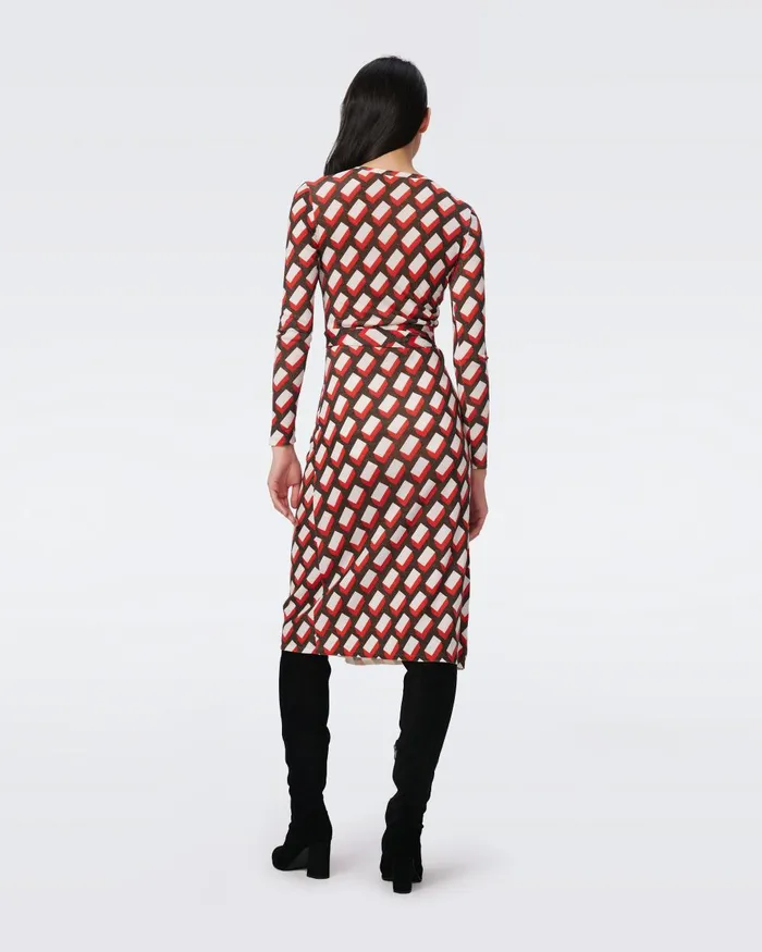 Luella Wool Wrap Dress Blocks Red Women DVF Dresses